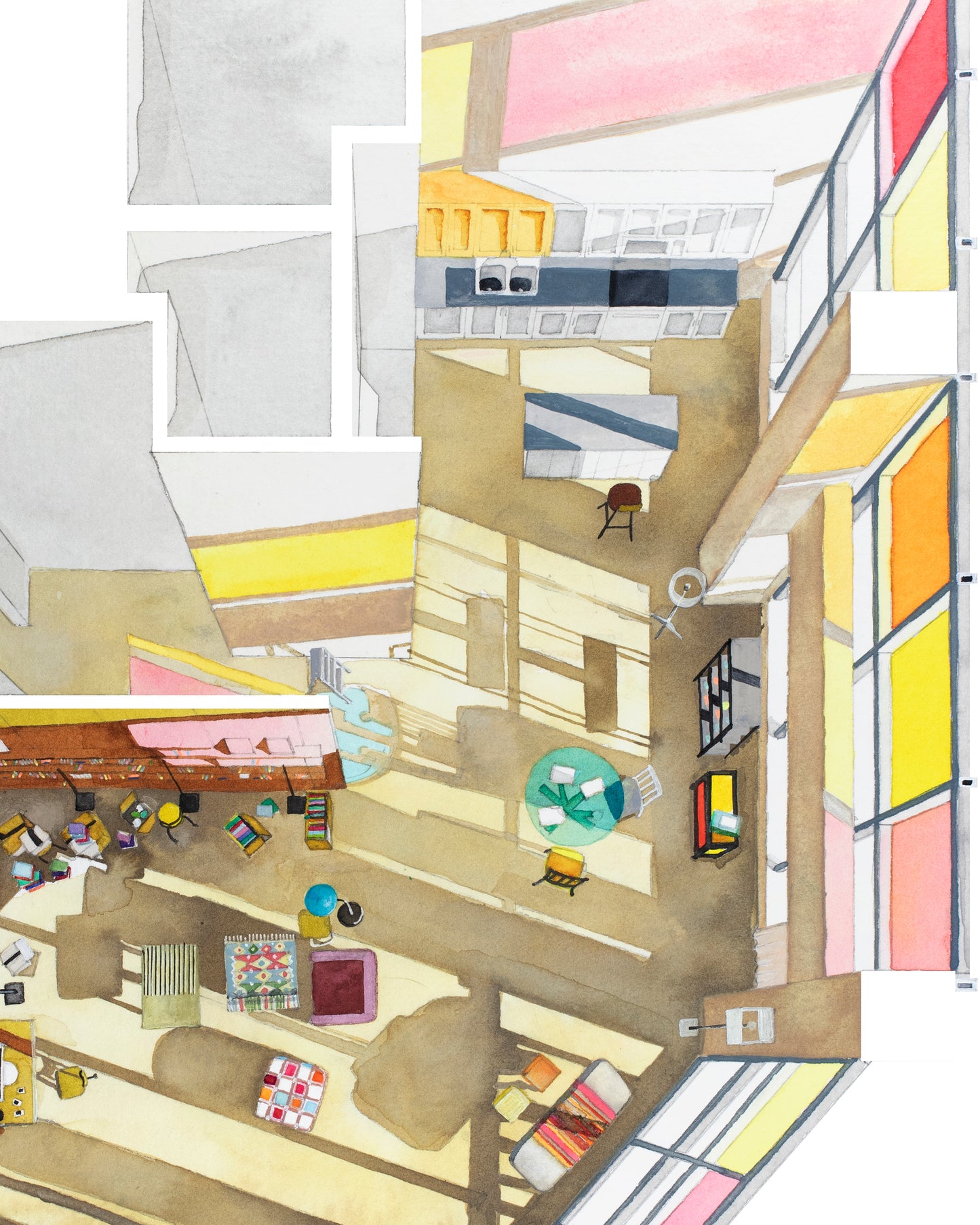 Original watercolor of Theodore's flat in HER