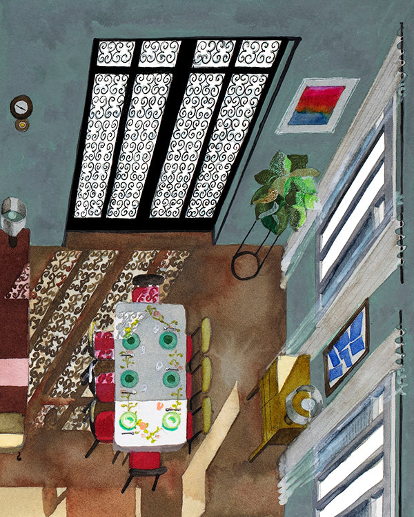 Original watercolor of the beach house in I'M STILL HERE