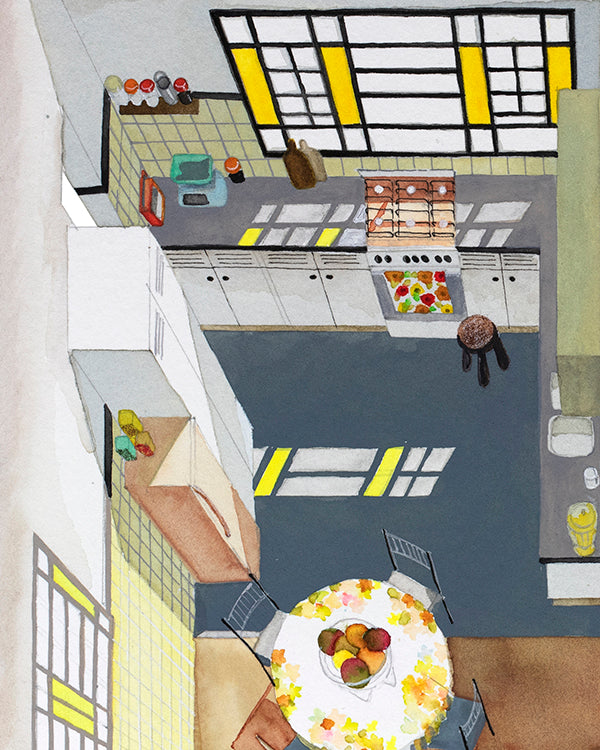 Original watercolor of the beach house in I'M STILL HERE