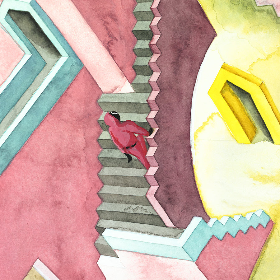 Original watercolor of the stairs labyrinth in SQUID GAME