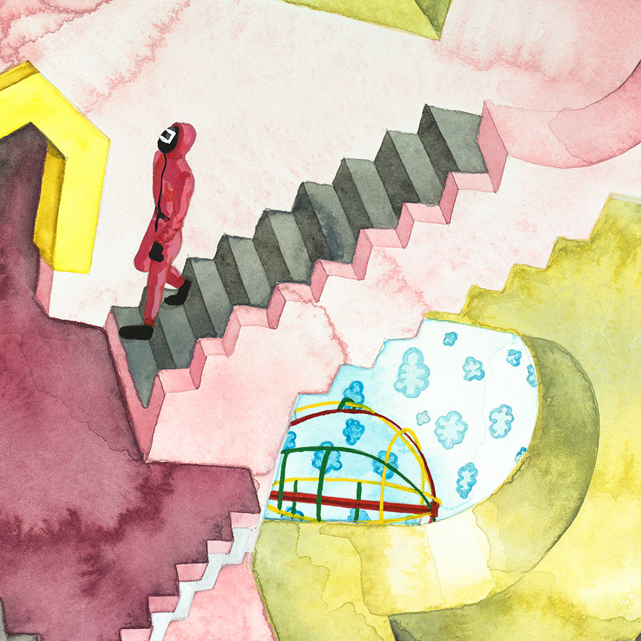 Original watercolor of the stairs labyrinth in SQUID GAME