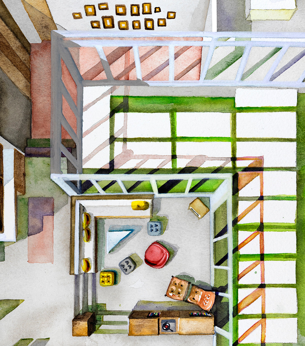 Original watercolor of the house in DON'T WORRY DARLING
