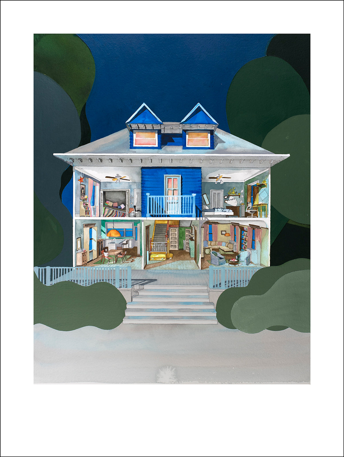 Original watercolor of the house in PRESENCE