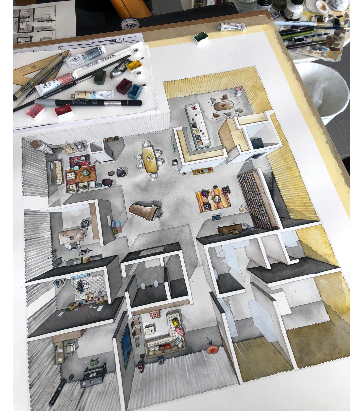 Original watercolor of the penthouse in TAR