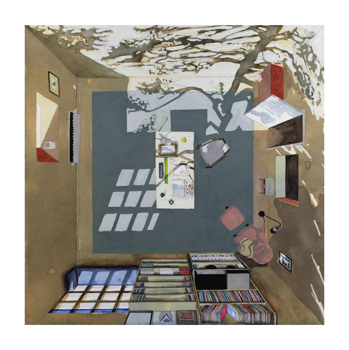 Original watercolor of the Ingmar Bergman's study in TROLÖSA