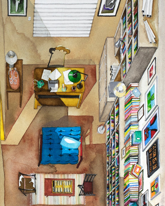 Original watercolor of the beach house in I'M STILL HERE
