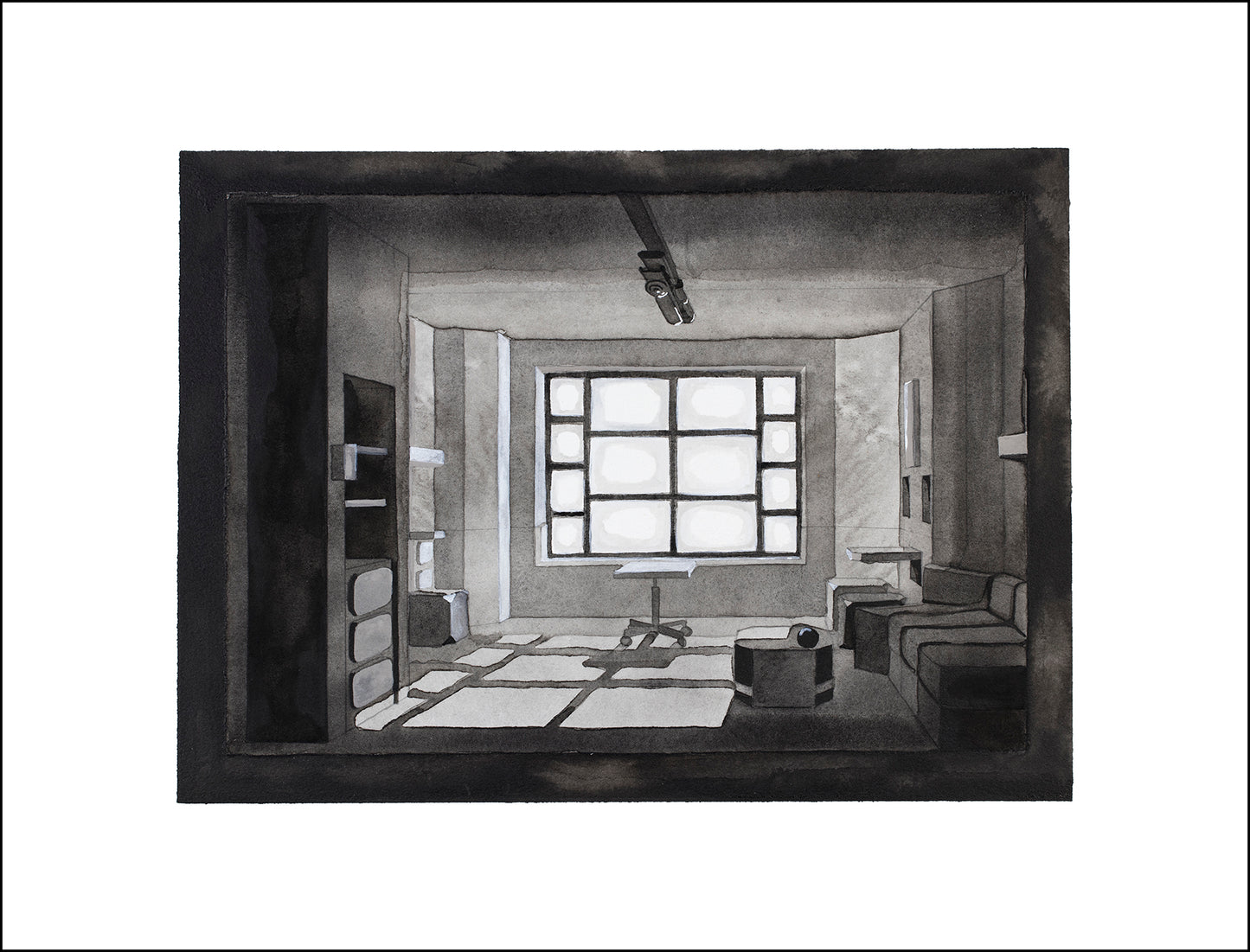 Original watercolor of K's apartment in BLADE RUNNER 2049
