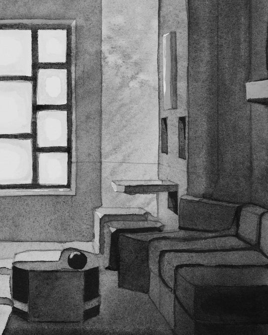 Original watercolor of K's apartment in BLADE RUNNER 2049