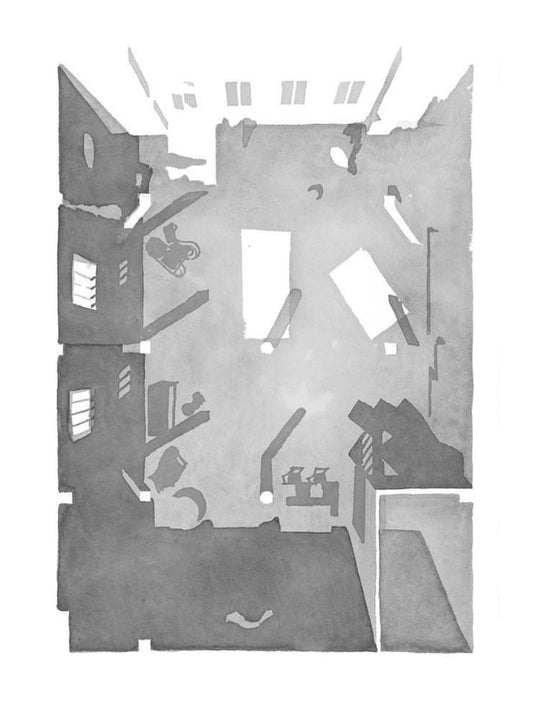 Original watercolor of Cleo's home in CLEO FROM 5 TO 7, initial stage