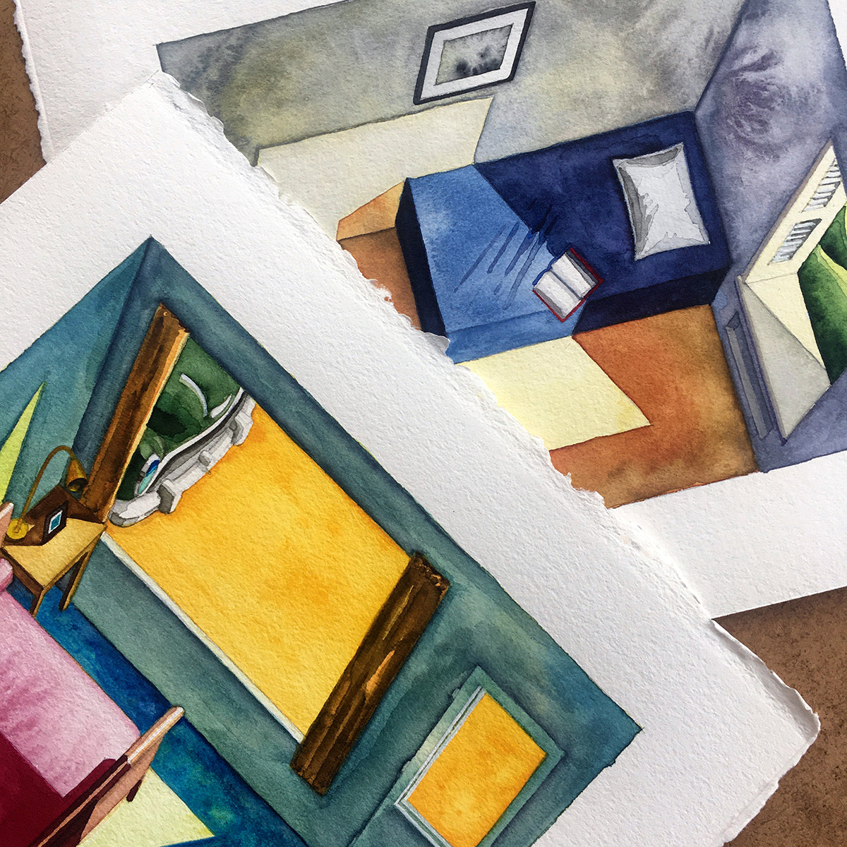 Original watercolors of EDWARD HOPPER-based interiors in the film Shirley: Visions of Reality