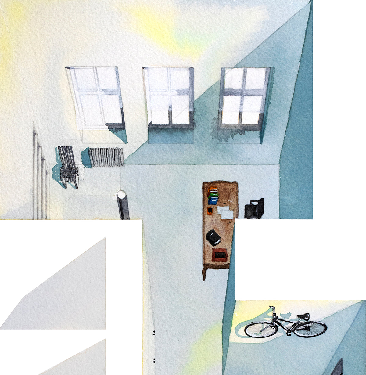 Original watercolor of the NY loft in Love Story