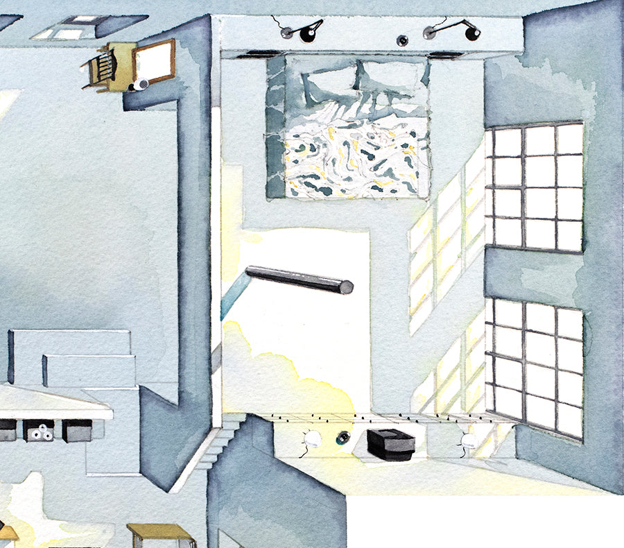 Original watercolor of the NY loft in Love Story