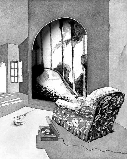 Original watercolor of the apartment in MESHES OF THE AFTERNOON