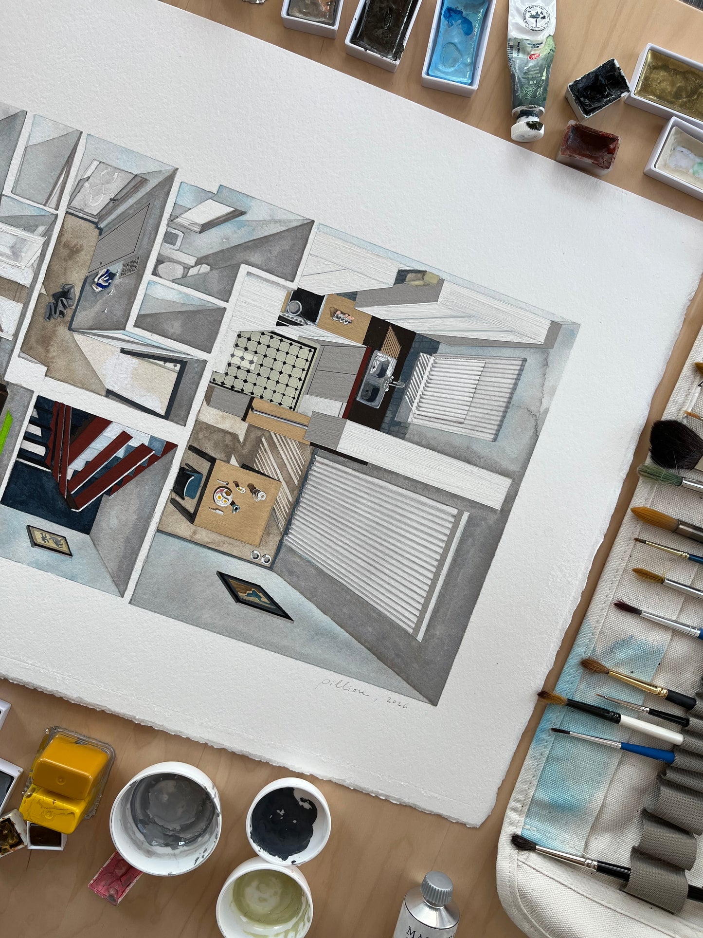 Original watercolor of Ray's home in PILLION