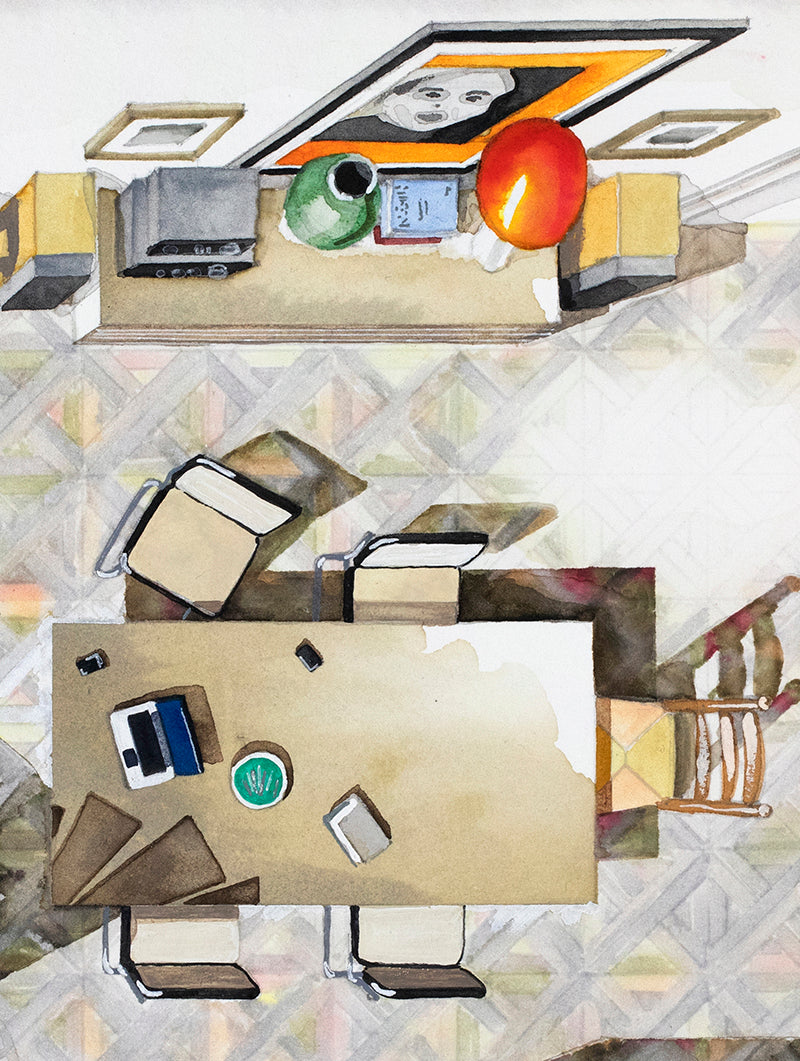 Original watercolor of the apartment in THE DRAMA